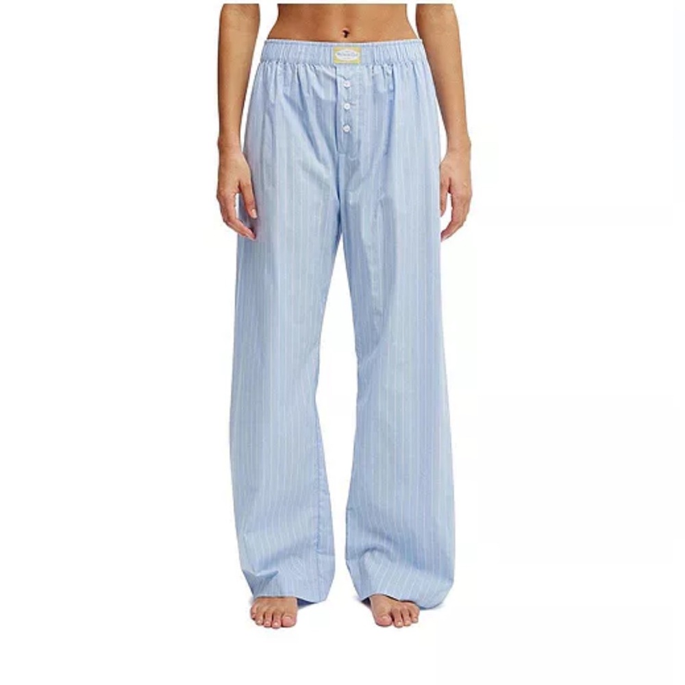 Organic Cotton Boyfriend Pyjama Pinstripe Pants by Cotton On